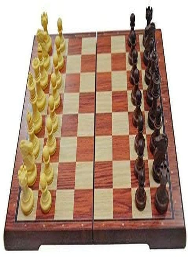 Mahi Enterprise Wooden Chess Set - 12-Inch Magnetic Folding Board with Hand-Carved Pieces - Image 3